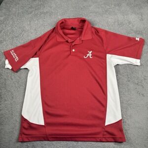 Vintage Alabama Crimson Tide Polo Shirt Men's M Red White Starter Dri Fit Y2K
